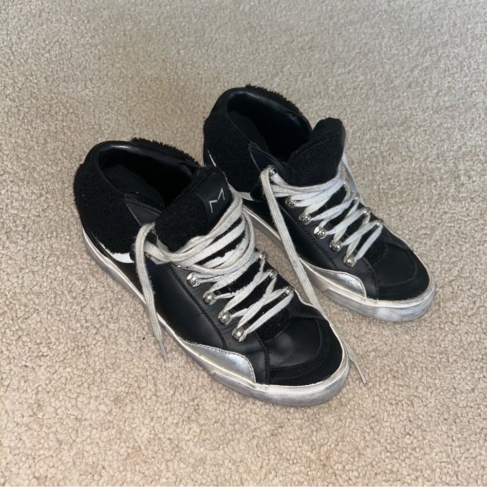 MARC FISHER Merin faux fur & leather mid rise sneaker